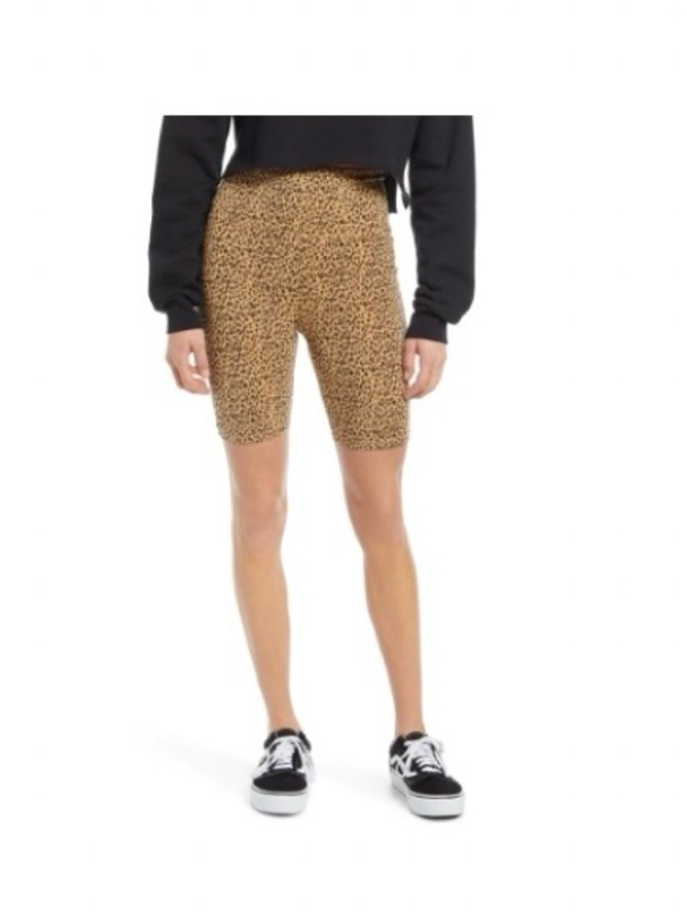 bp Nordstrom Leopard Print High-Rise Bike Shorts - Tan/Brown